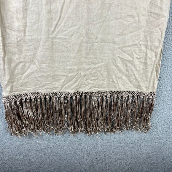 Chico's Skirt Womens 1 Tan Midi 100% Linen A Line Pull On Tassels Boho - Picture 7 of 8